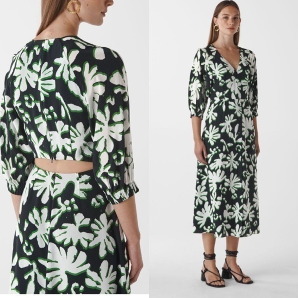 WHISTLES Floral 100% Silk Dress Size  S